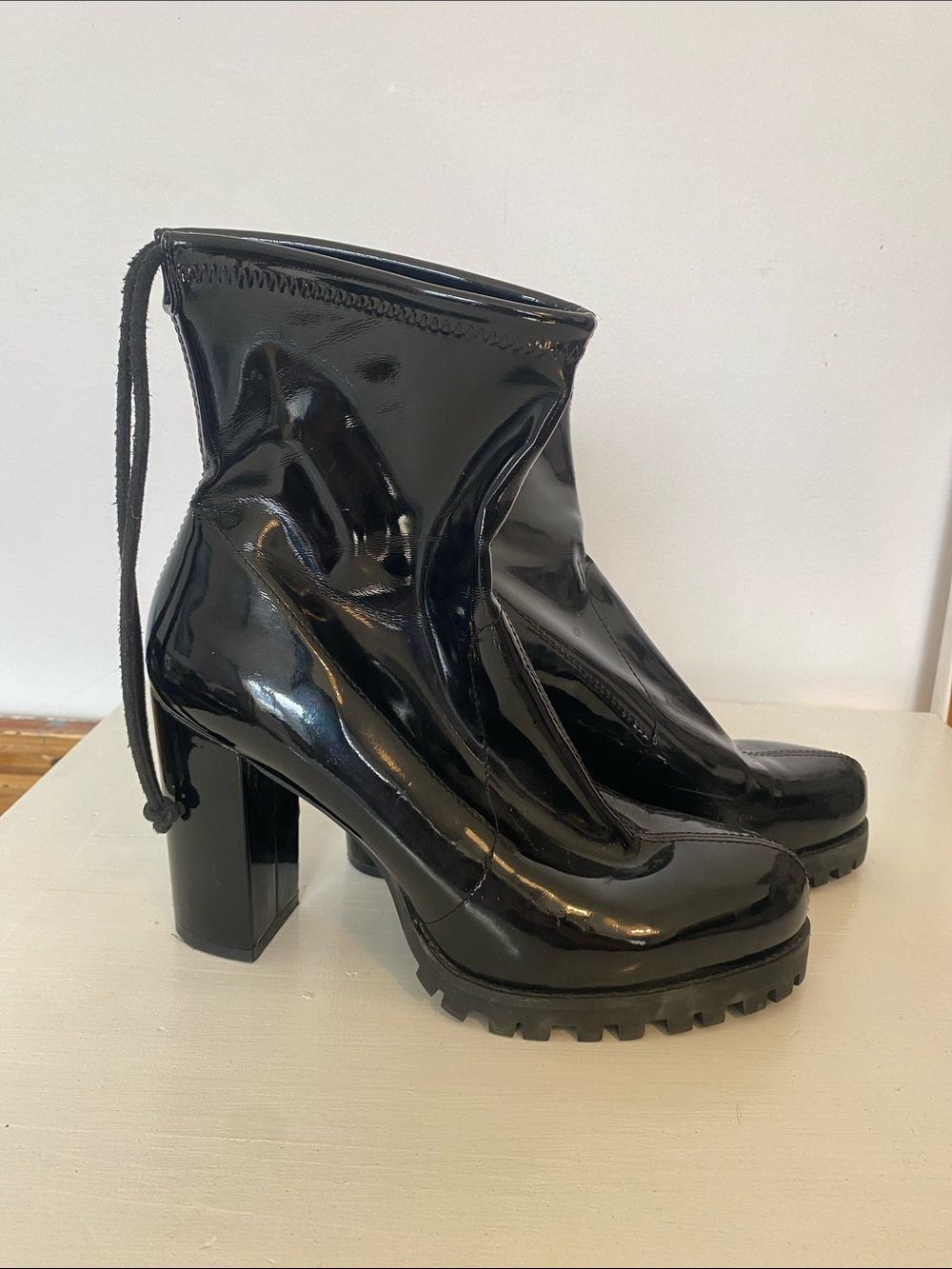 Black Patent Leather Boots